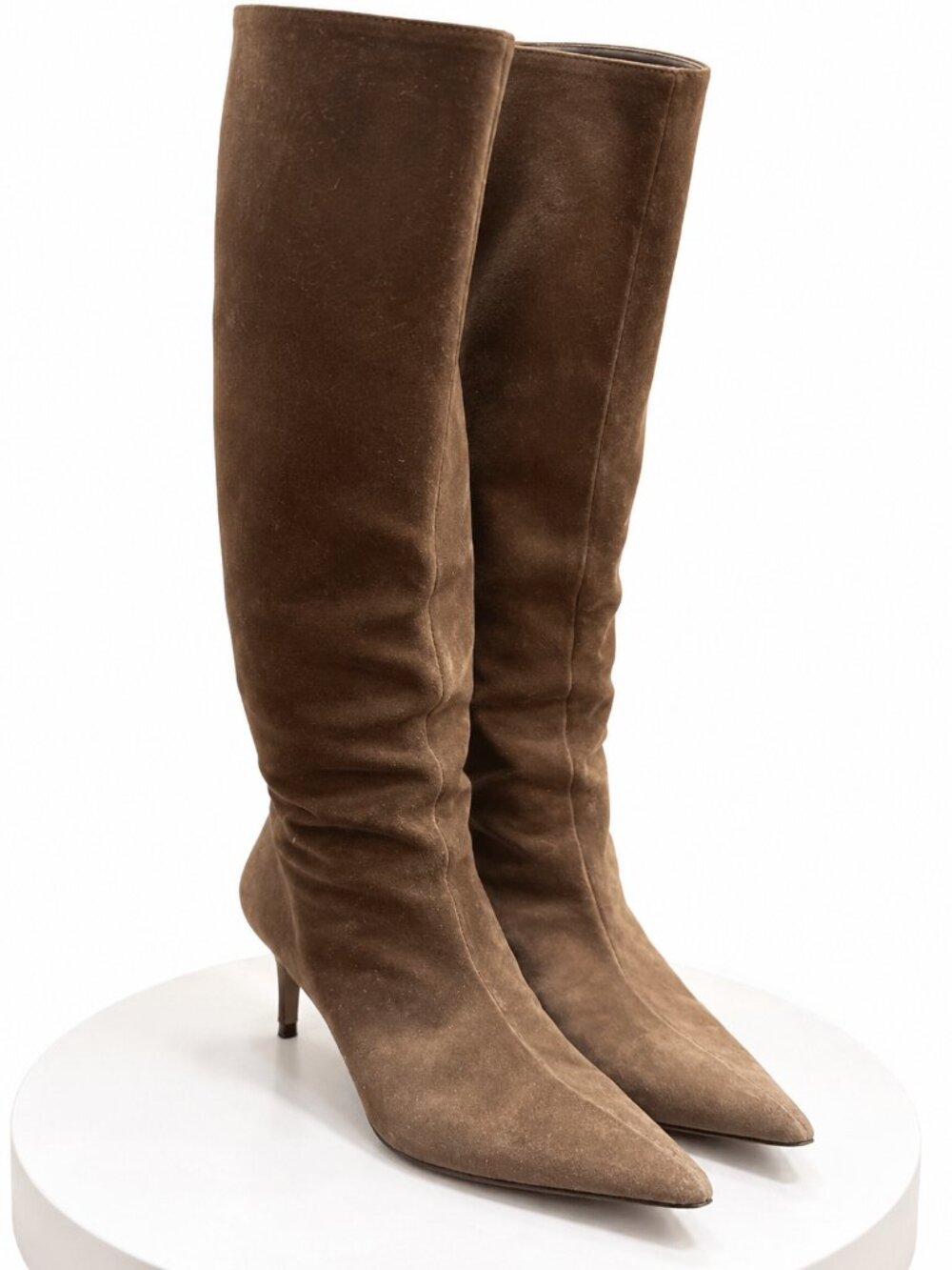 Gucci Tom Ford Brown Suede Bamboo Heel Knee High Boots US 8